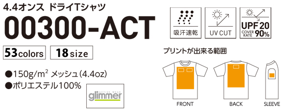 300 ACTドライTシャツ説明